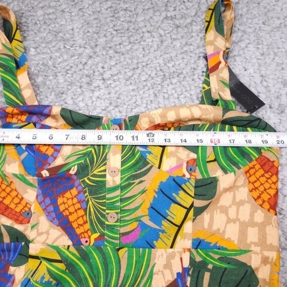 House of Harlow 1960 Linen Blend Toucan Tropical Mini Dress NWT Women's Size XL - Picture 4 of 14